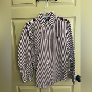 Ralph Lauren Men's Black and White Striped Dress Shirt
